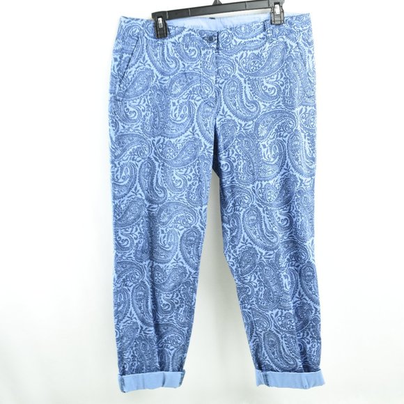 Talbots Pants - Talbots Size 10 Capris Light & Dark Blue Paisley